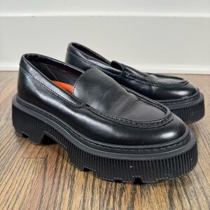 LÄST Penny Black Leather Chunky Lug Sole Loafers size 36/6